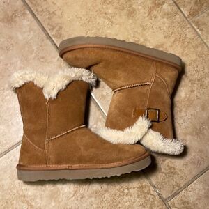 Faux fur lined angle boots